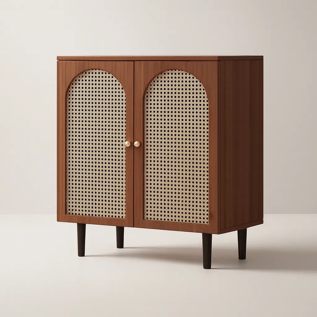Art Deco Wooden Sideboard With Rattan Doors - Image 5