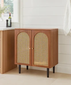 Art Deco Wooden Sideboard With Rattan Doors