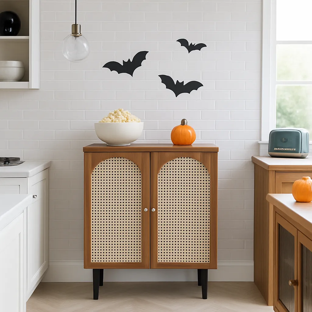 Art Deco Wooden Sideboard With Rattan Doors - Image 3