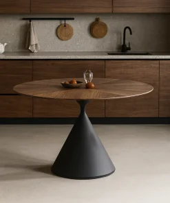 Contemporary Wooden Dining Table With Round Top