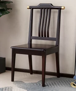 Dining Chair With Slatted Backrest For Kitchen And Dining Room