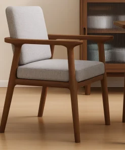 Dining Chair With Upholstered Seat And Armrests For Kitchen And Dining Room