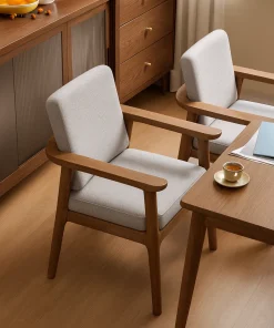 Alternative view of Dining Chair With Upholstered Seat And Armrests For Kitchen And Dining Room