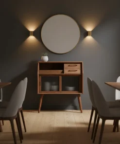 Wooden Sideboard With Shelf And Sliding Doors