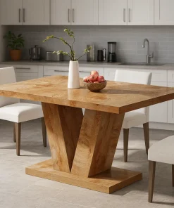 Minimalist Solid Oak Wood Dining Table For Kitchen