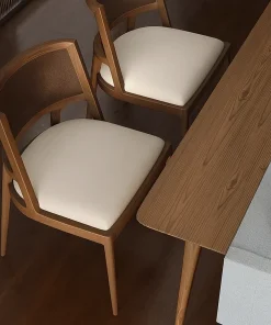 Alternative view of Modern Wooden Dining Chair With Upholstered Seat And Mesh Backrest For Kitchen