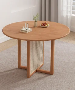 Alternative view of Modern Wooden Dining Table With Round Top