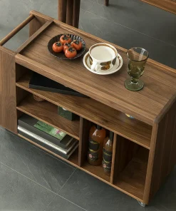 Alternative view of Modern Wooden Kitchen Cart With Open Storage And Wheels