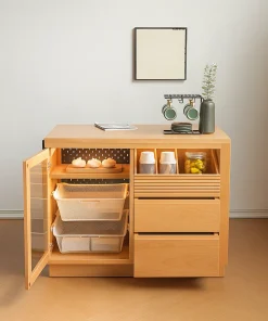 Alternative view of Modern Wooden Kitchen Island With Storage And Power Outlets