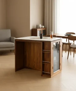 Modern Wooden Sideboard Cabinet With Drawers And Storage Shelves