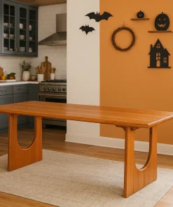Scandinavian Rectangular Solid Oak Wood Dining Table