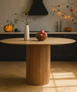 Rustic Wooden Round Dining Table