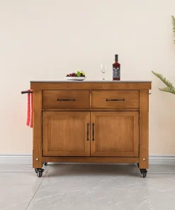 Alternative view of Wooden Kitchen Island Cart With Storage Cabinets And Drawers