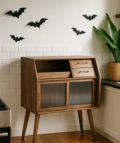 Alternative view of Wooden Sideboard With Shelf And Sliding Doors